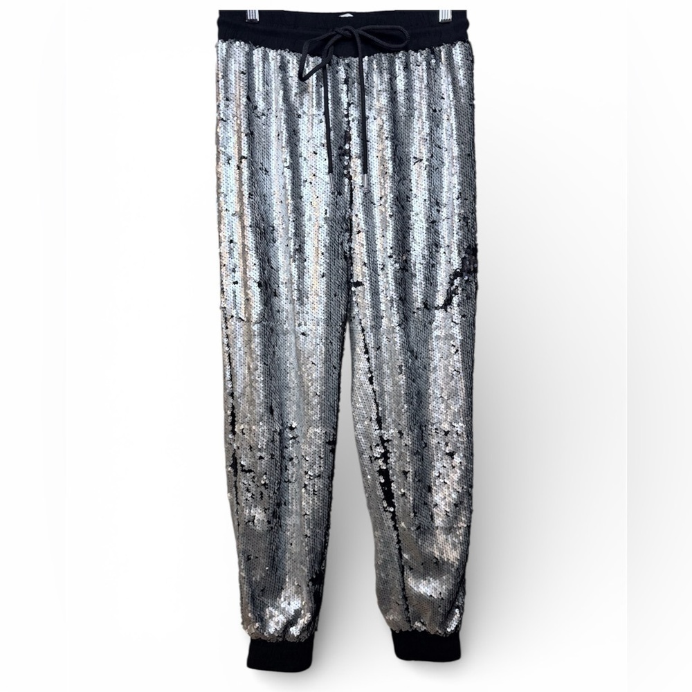 RoseVelvet Silver & Black Sequin Pants Joggers